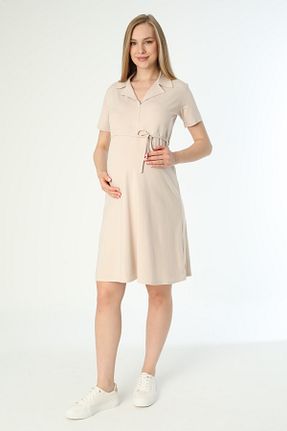 لباس بارداری بژ زنانه بافت Miss Dünya Lissa - کد 736146433