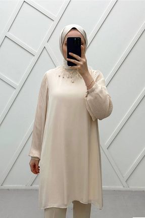 تونیک بژ زنانه بافت Levidor - کد 736999172