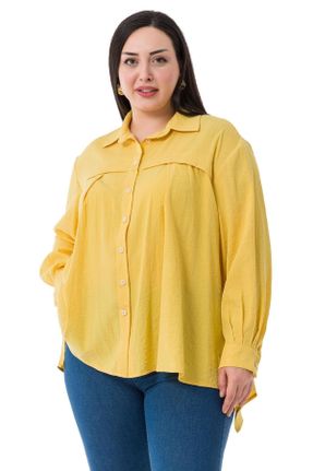 پیراهن زرد زنانه رگولار کتان نما کد 737062046