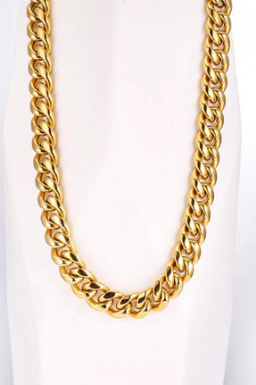 گردنبند استیل ( فولاد ) طلائی مردانه استیل ضد زنگ UBUH SHOP - کد 737092007