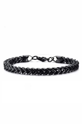 دستبند استیل (فولاد) مشکی مردانه استیل ضد زنگ UBUH SHOP - کد 737109141