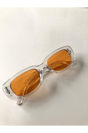 عینک آفتابی نارنجی زنانه 53 UV400 مات مستطیل کد 117294863