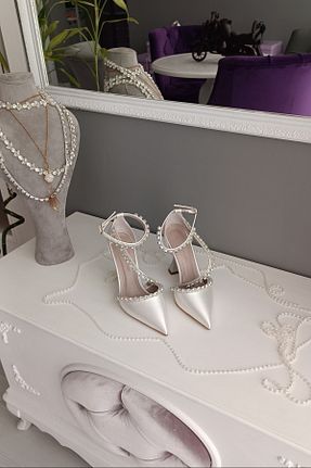 کفش مجلسی نباتی زنانه پاشنه نازک LA CALZATURE - کد 737641727