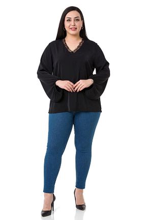 بلوز سایز بزرگ مشکی زنانه سایز بزرگ DISENTIS MODEST - کد 738439908