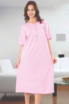 لباس شب صورتی زنانه طرح گلدار پنبه (نخی) کد 44335006