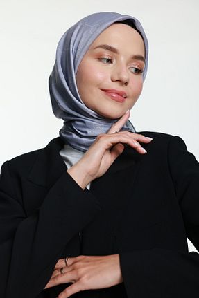 روسری طوسی پنبه - پلی استر کد 738833945