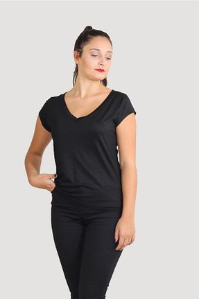 تیشرت مشکی زنانه رگولار Genel Markalar - کد 33088245