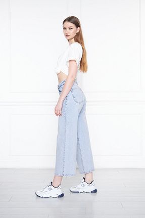 شلوار جین متالیک زنانه پاچه گشاد CRC JEANS - کد 739223376