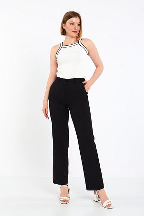 شلوار پارچه ای مشکی زنانه فاق نرمال Blue Black - کد 737933971
