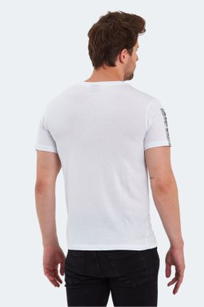 تی شرت سفید مردانه رگولار یقه گرد تکی کد 737994626