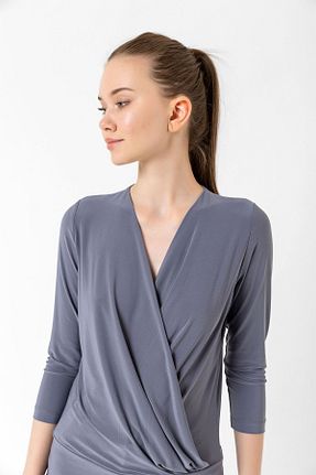 بلوز طوسی زنانه ساده Laranor - کد 738842598