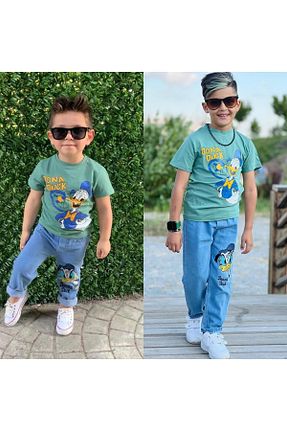 ست بالاتنه و پائین تنه سبز بچه گانه جین Mcrkids - کد 736312137