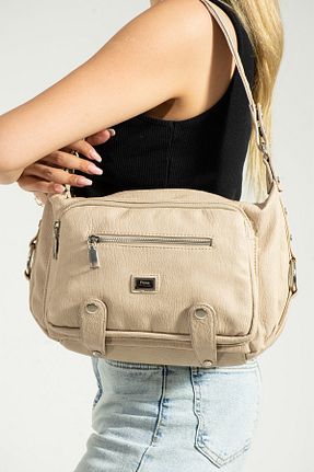 کیف دوشی بژ زنانه چرم مصنوعی FiONA BAG - کد 739169059