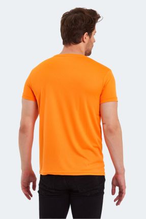 تی شرت نارنجی مردانه پلی استر یقه گرد رگولار تکی کد 738002231