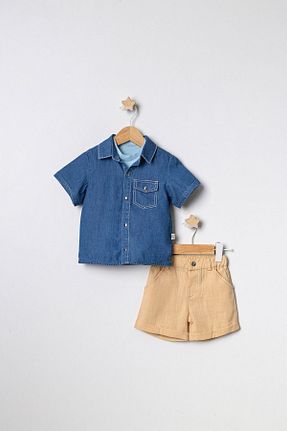 ست بالاتنه و پائین تنه آبی بچه گانه بافتنی Tongs Baby - کد 738435971