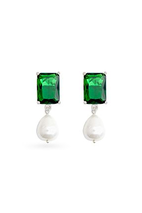 گوشواره نقره سبز زنانه 925 عیار Silveranka - کد 738446262