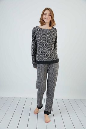 ست لباس راحتی سایز بزرگ سرمه ای زنانه Sevim - کد 451391016