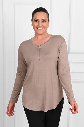 بلوز قهوه ای زنانه ساده Koza Butik - کد 738540053