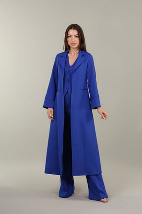 کت و شلوار آبی زنانه یقه کتی Raheel Fashion - کد 738562797