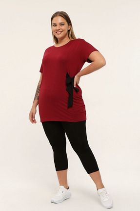 تیشرت سایز بزرگ زرشکی زنانه سایز بزرگ xlargebutik - کد 738751974