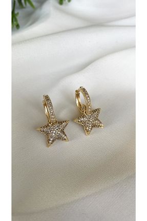 گوشواره استیل (فولاد) طلائی زنانه رودیوم JustGAF - کد 739084051