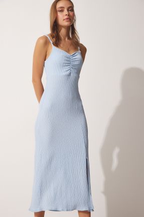 لباس آبی زنانه بافت رگولار بند دار کد 739088871