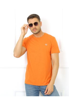 تی شرت نارنجی مردانه رگولار یقه خدمه جوان کد 739474140