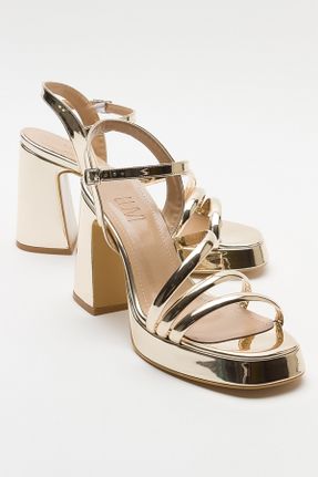کفش پاشنه بلند کلاسیک طلائی زنانه چرم مصنوعی پاشنه ضخیم پاشنه متوسط ( 5 - 9 cm ) کد 739490125