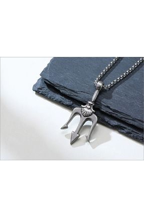 گردنبند استیل ( فولاد ) طوسی مردانه استیل ضد زنگ Viking - کد 739552309