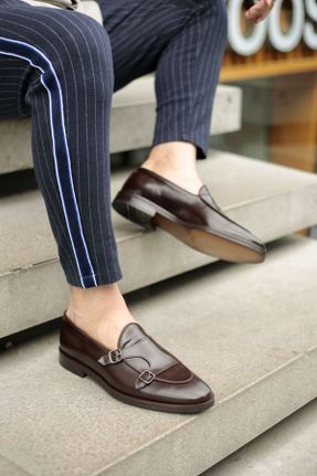 کفش کلاسیک قهوه ای مردانه چرم طبیعی پاشنه کوتاه ( 4 - 1 cm ) پاشنه ساده کد 697408724