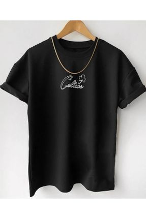 تی شرت مشکی زنانه اورسایز یقه گرد پنبه - پلی استر کد 740026256