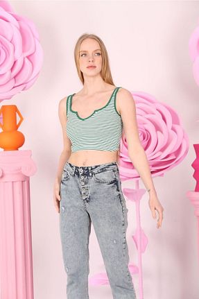 بلوز سبز زنانه کراپ Welly Jones - کد 740771113