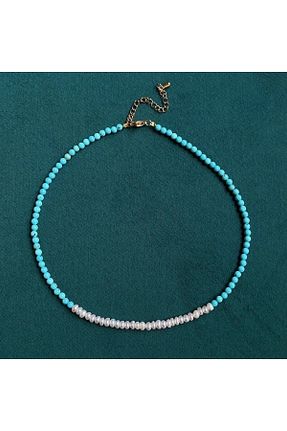 گردنبند مروارید فیروزه ای مروارید فرهنگی Hazeran accessories - کد 739609822