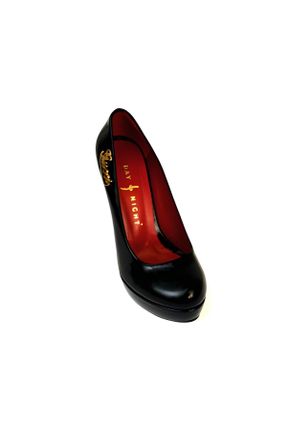 کفش پاشنه بلند کلاسیک مشکی زنانه چرم طبیعی پاشنه پلت فرم پاشنه بلند ( +10 cm) کد 739848705