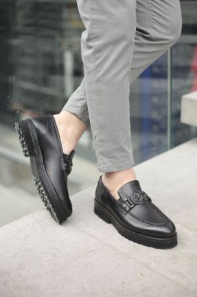 کفش کلاسیک مشکی مردانه چرم طبیعی پاشنه کوتاه ( 4 - 1 cm ) پاشنه نازک کد 676645342
