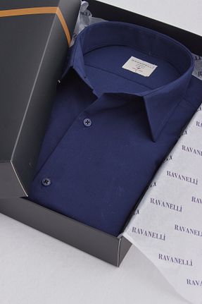 پیراهن سرمه ای مردانه اسلیم فیت RAVANELLI - کد 740595000