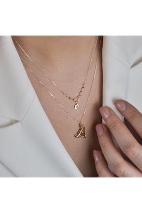 گردنبند طلا طلائی زنانه 14 عیار Burcu Kuyumculuk - کد 737953044