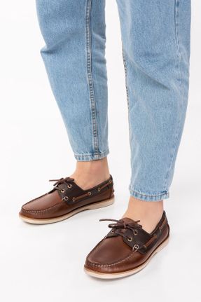 کفش لوفر قهوه ای مردانه چرم طبیعی پاشنه کوتاه ( 4 - 1 cm ) کد 739778517