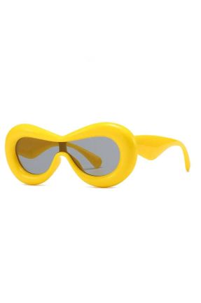 عینک آفتابی زرد زنانه 40 UV400 پلاستیک مات مستطیل کد 739436191