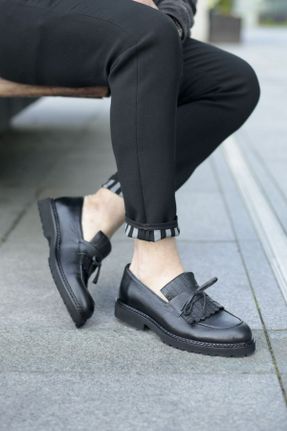 کفش کلاسیک مشکی مردانه چرم طبیعی پاشنه کوتاه ( 4 - 1 cm ) پاشنه ساده کد 682291922