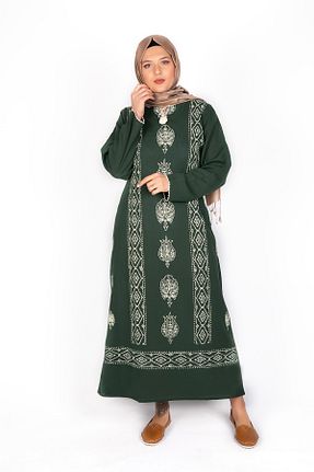 لباس سایز بزرگ خاکی زنانه پنبه ای Genel Markalar - کد 53686464