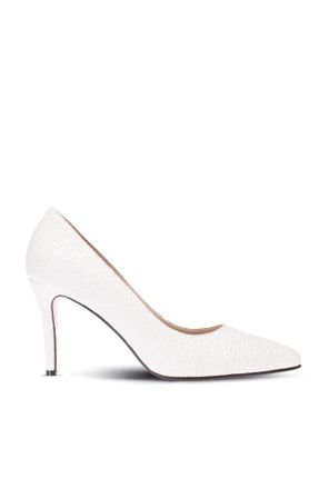 کفش پاشنه بلند کلاسیک سفید زنانه چرم مصنوعی پاشنه نازک پاشنه متوسط ( 5 - 9 cm ) کد 7128716