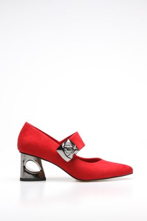 کفش پاشنه بلند کلاسیک قرمز زنانه جیر پاشنه ضخیم پاشنه متوسط ( 5 - 9 cm ) کد 31667595