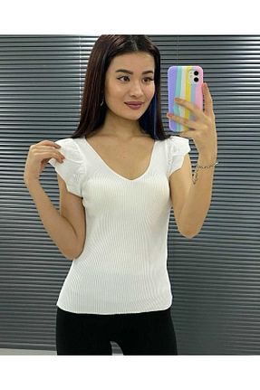 بادی سفید زنانه یقه هفت anne moda ankara - کد 740789423