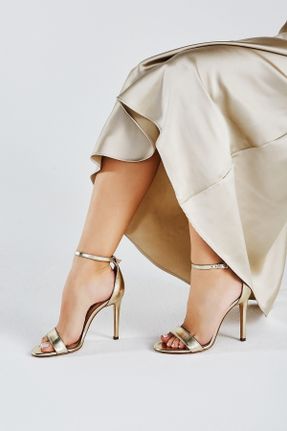 کفش پاشنه بلند کلاسیک طلائی زنانه چرم طبیعی پاشنه نازک پاشنه متوسط ( 5 - 9 cm ) کد 740894032