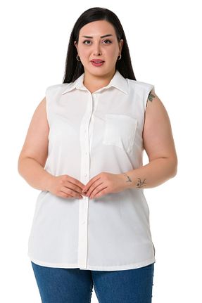 پیراهن سایز بزرگ سفید زنانه سایز بزرگ DISENTIS MODEST - کد 741413070
