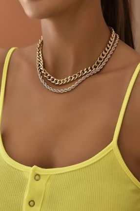 گردنبند جواهر طلائی زنانه روکش طلا کد 93703687