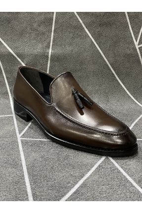 کفش کلاسیک قهوه ای مردانه چرم لاکی پاشنه کوتاه ( 4 - 1 cm ) پاشنه ساده کد 741963264