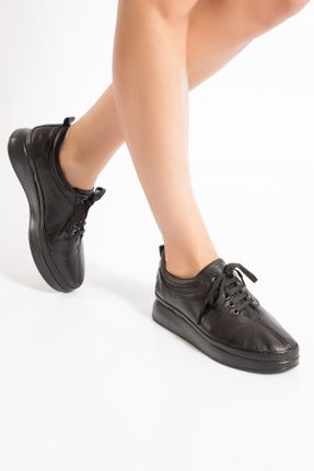 کفش کژوال مشکی زنانه چرم طبیعی پاشنه کوتاه ( 4 - 1 cm ) پاشنه ساده کد 741171535