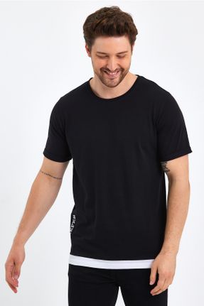 تی شرت مشکی مردانه رگولار یقه خدمه کد 699450137